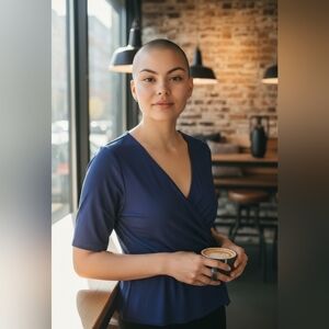 Susam Graver Elegant Royal Blue Wrap Top L